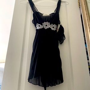 Flora Nikrooz chiffon lingerie Chemise set with G-string